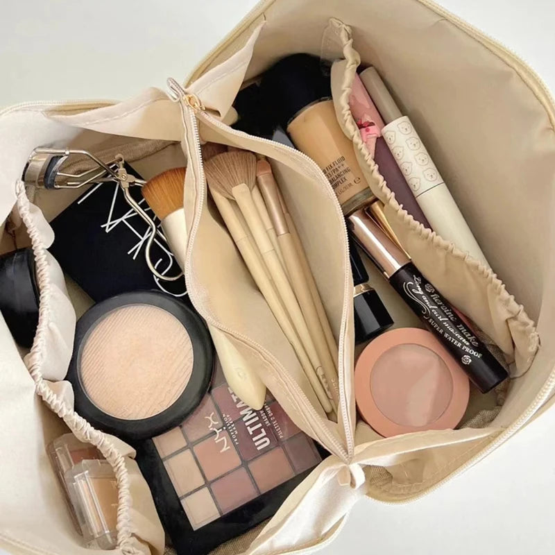 Cosmetic Bag PU Leather Large-capacity Travel Cosmetics Storage Bags Women Portable Handbag Multifunction Waterproof Washing Bag