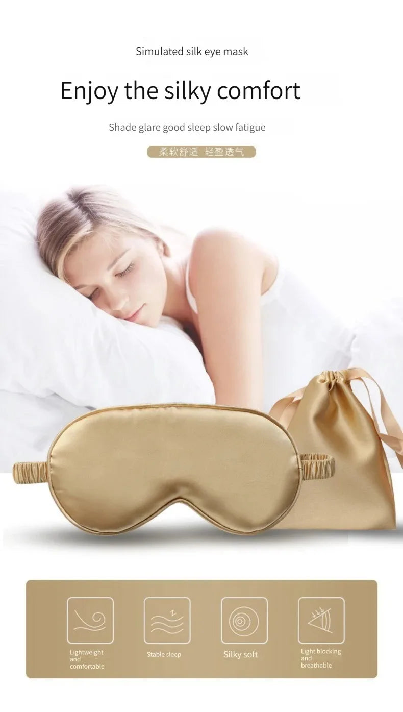 Satin Travel Shading Eyepatch Sleep Eye Mask Lightweight Sleep Blindfold for Nap Restnightview Soft Elastic Strap Eyeshade
