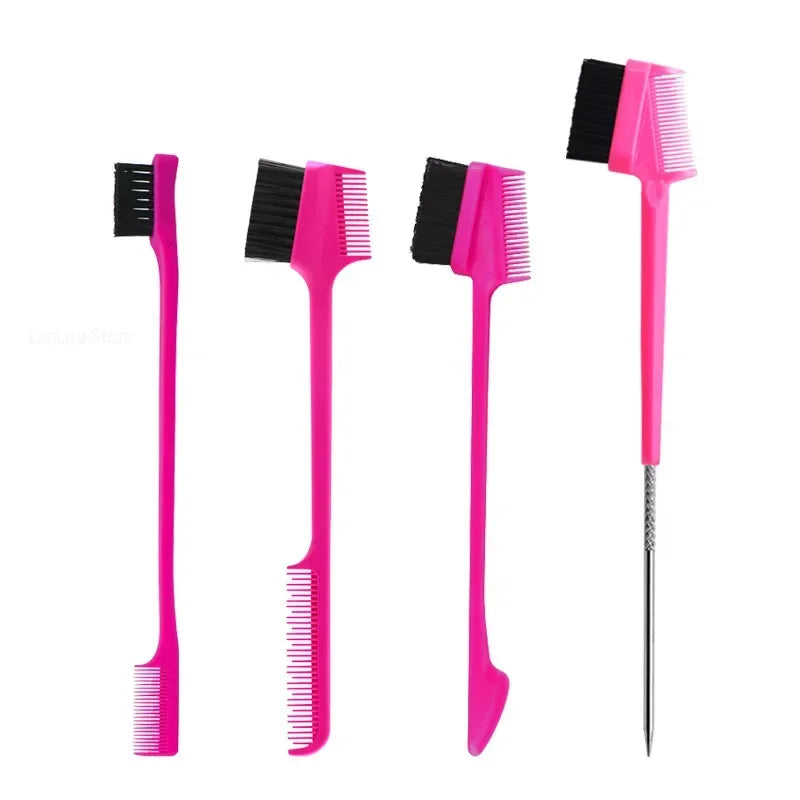 Beauty Edge Brush Comb Vendor Double Sided 3 In 1 Edge Control Brush for Baby Hair Salon Hair Comb Brushes Beauty Tools