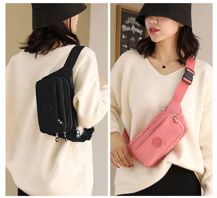 Waist Bags For Women 2024 New Nylon Leisure Solid Color Fanny Pack For Girls Crossbody Chest Bag Belt Waist Packs