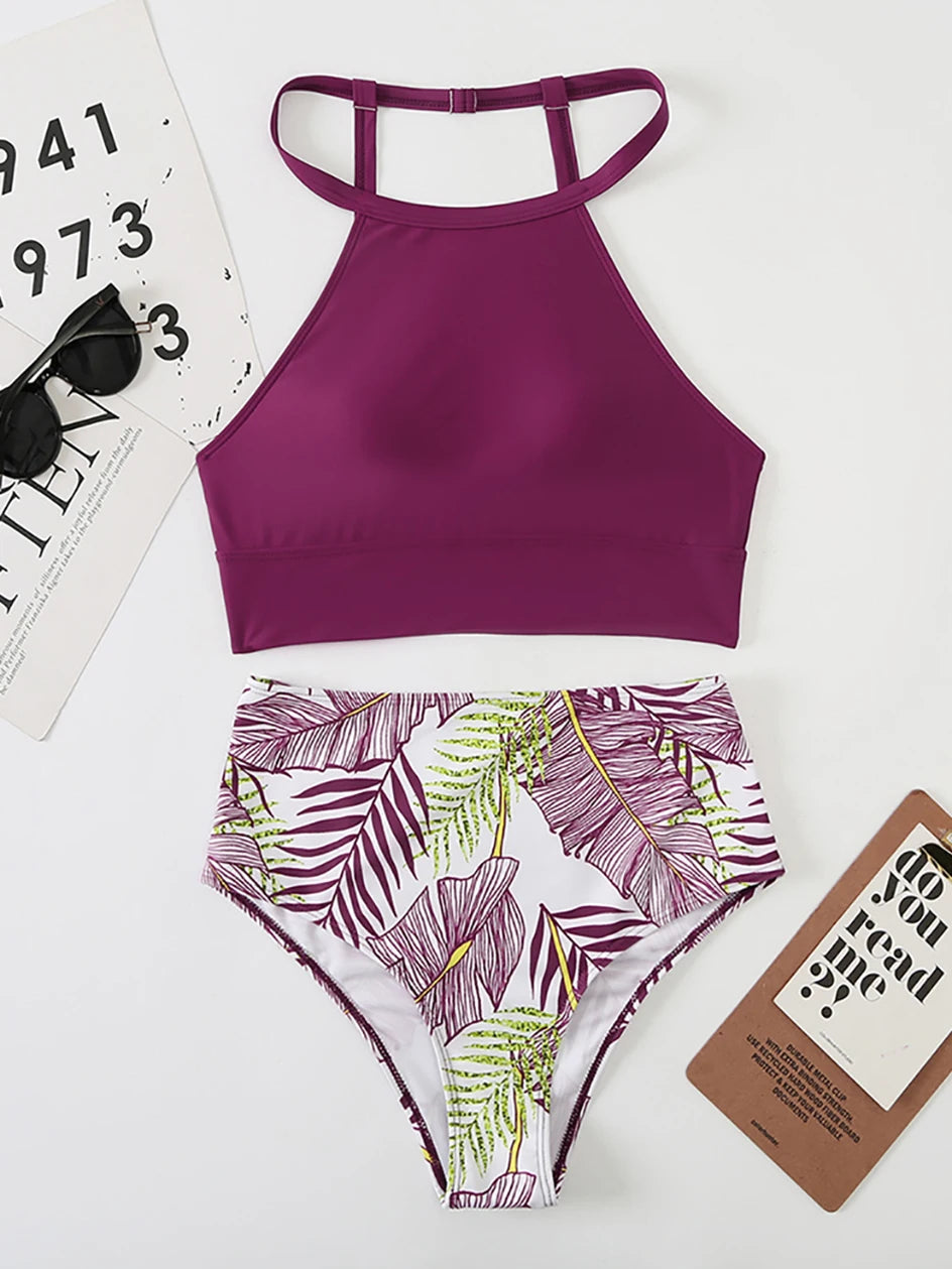 High Waist Bikini 2025 Swimsuit Woman High Neck Swimwear Female 2 Pieces Swimming for Women Bathing Suit Bikinis Sets Beach Wear