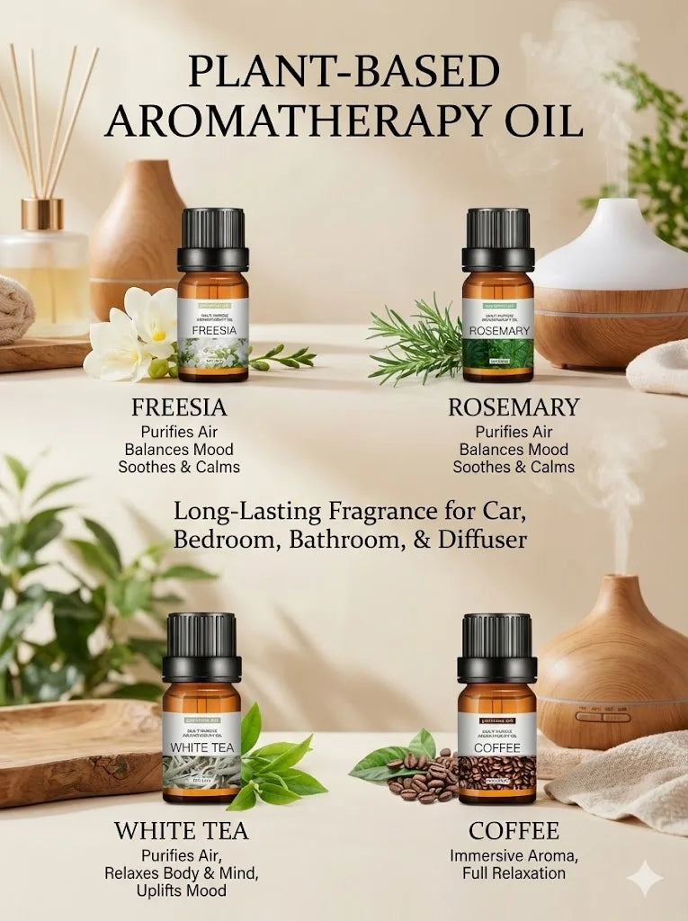 10ml Pure Natural Plant Essential Oil Aromatherapy Oil for Bedroom Bathroom Car Air Freshener Fragrance Oil Aromatic Oil