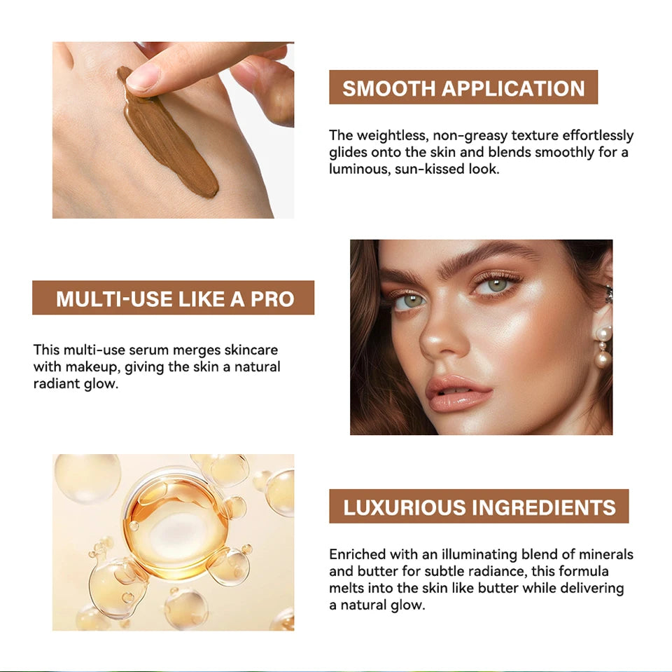 Butter Glow Bronzing Serum Innovative Nourishing Skincare Bronzing Drops for Radiant Natural Sunkissed Complexion Sunkissed Glow