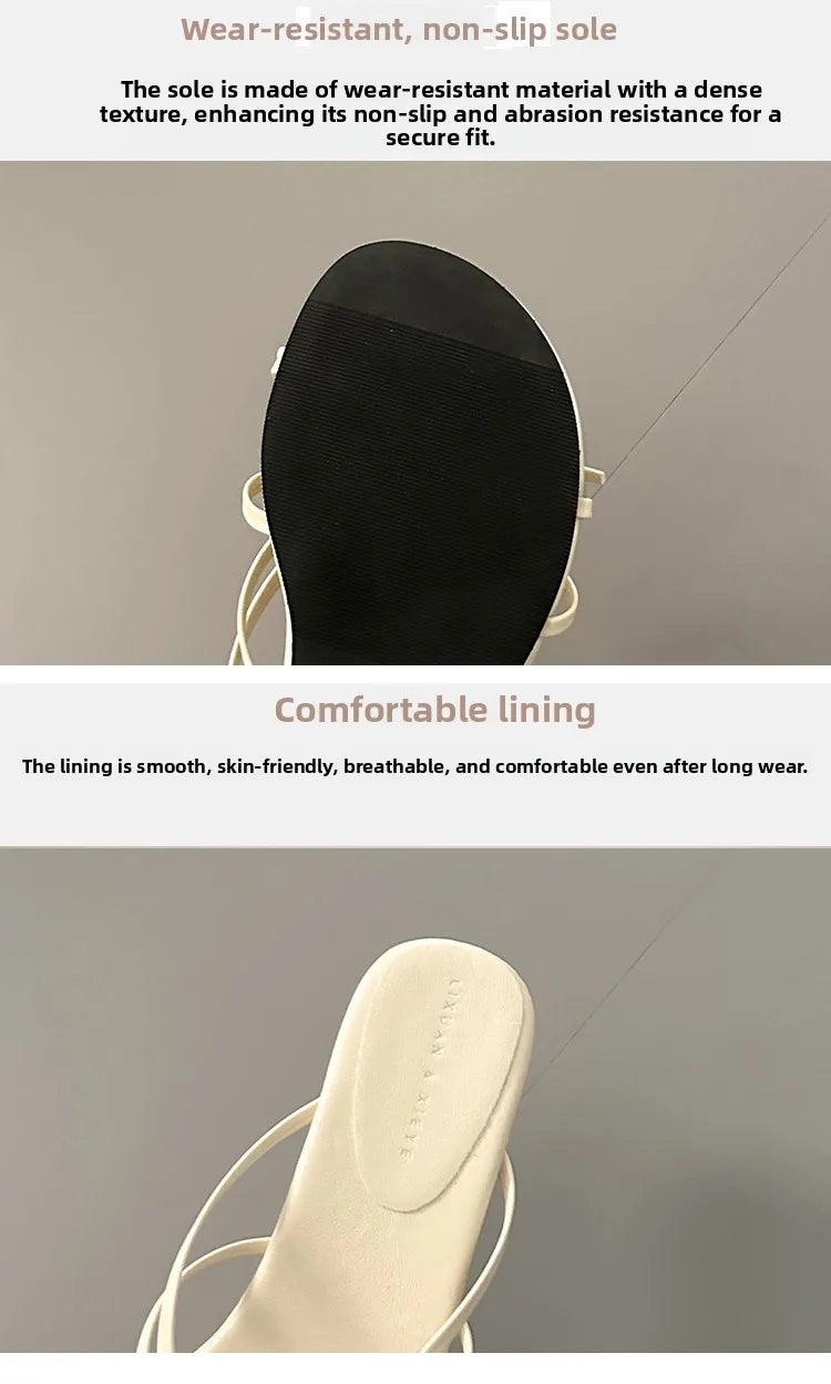 Women's Thick Heel Sandals Summer Outdoor Wear  Knot Slip-On Shoes Beach Vacation Heightening Beautiful Cool Sandals