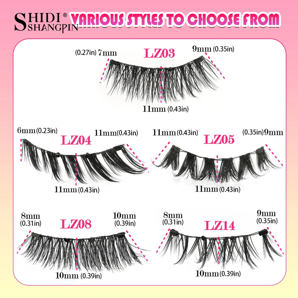 1 Pair Magnetic Lashes For Eye With Winged Ends Soft Reusable Magnetic Eyelashes Natural Look 3D False Lashes Makeup With Tool
