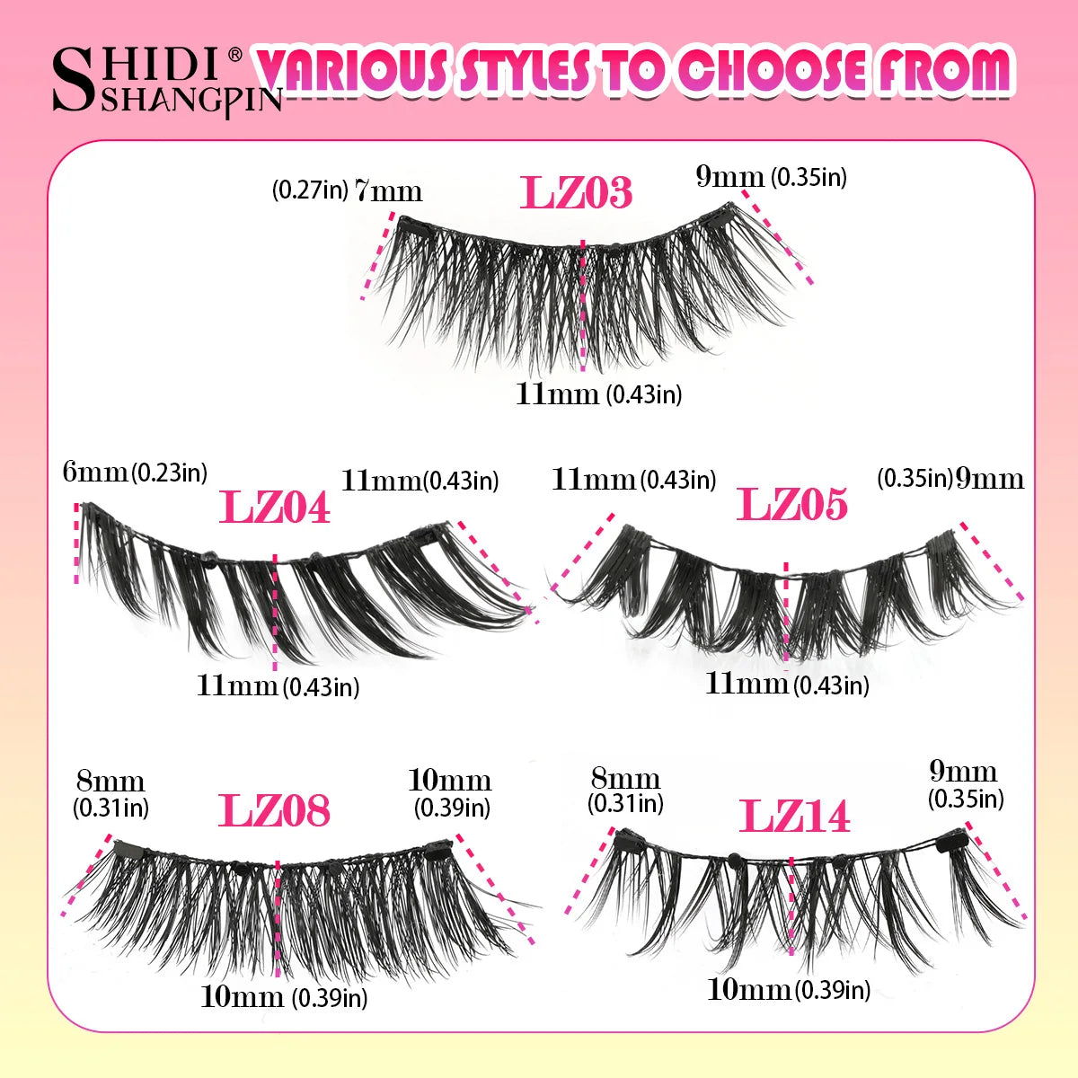 1 Pair Magnetic Lashes For Eye With Winged Ends Soft Reusable Magnetic Eyelashes Natural Look 3D False Lashes Makeup With Tool