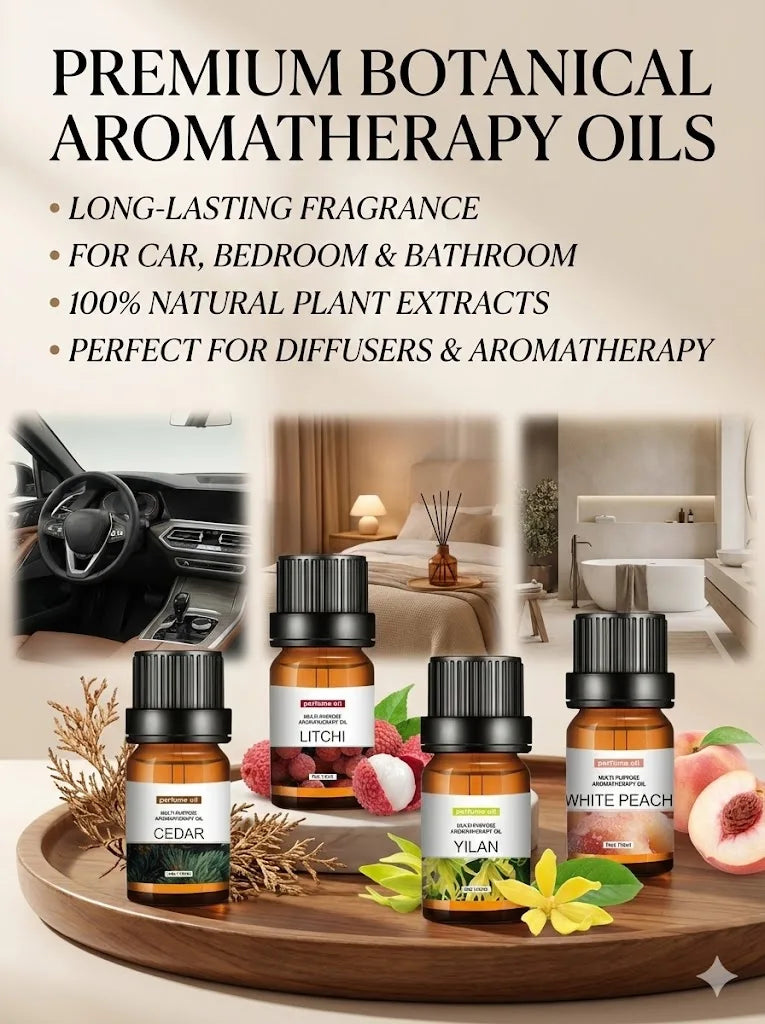 10ml Pure Natural Plant Essential Oil Aromatherapy Oil for Bedroom Bathroom Car Air Freshener Fragrance Oil Aromatic Oil