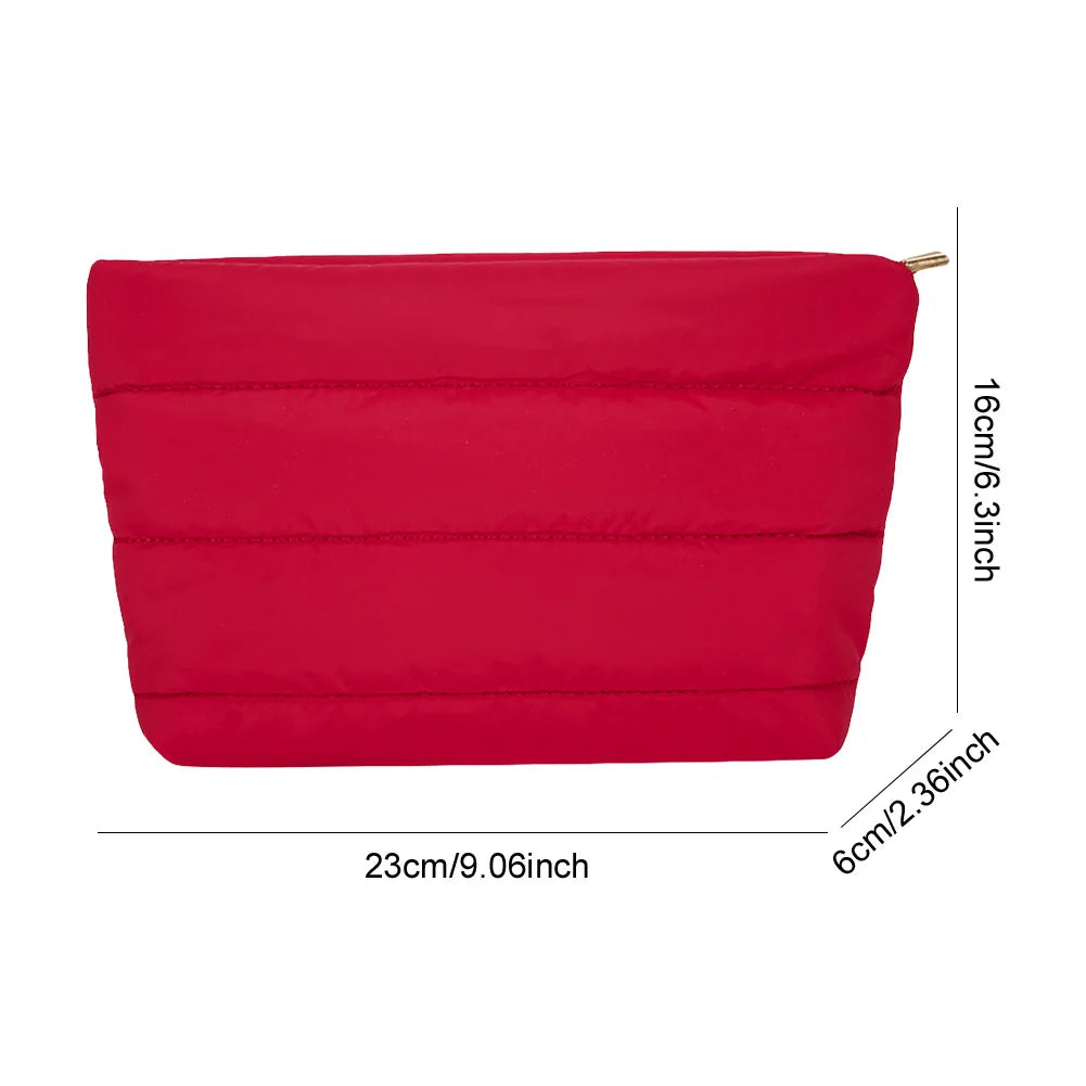 Fashion Cosmetic Bag for Women Cute Puffer Makeup Clutch Solid Toiletry Organizer Pouch Storage Pouches for Organization