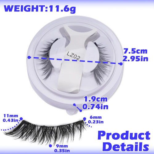 1 Pair Magnetic Lashes For Eye With Winged Ends Soft Reusable Magnetic Eyelashes Natural Look 3D False Lashes Makeup With Tool