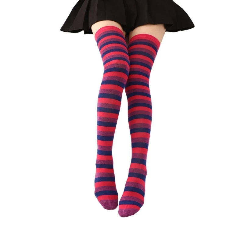 Thigh High Socks Long Boot Stockings Gifts Women Over Knee High Socks Fashion Colorful Striped Stockings