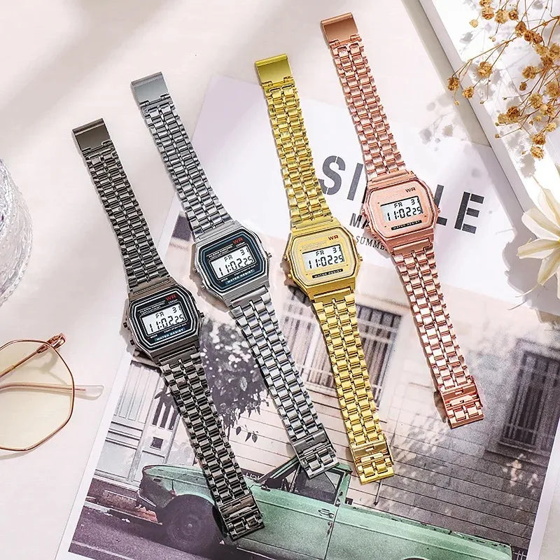 Retro Luxury Digital Display Gold Rose Watch for Men And Women Electronic Clock Elegant Timepiece