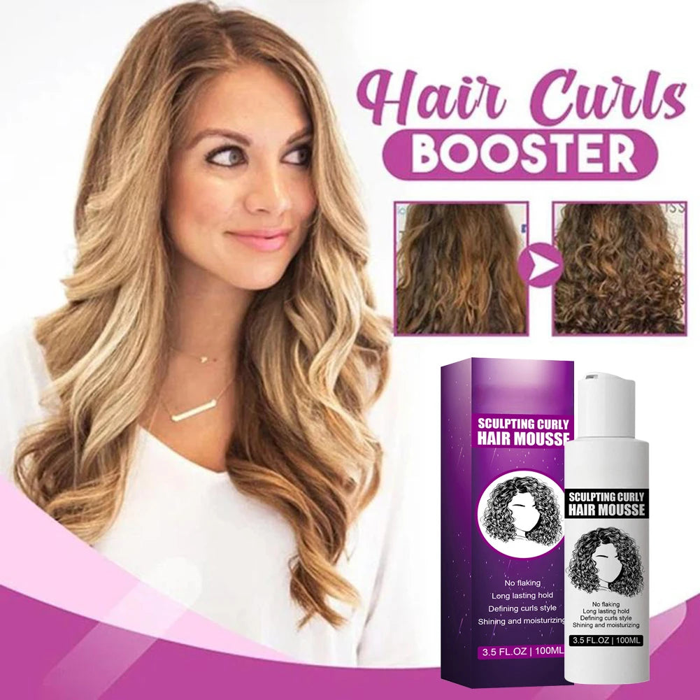 100ml Curly Hair Mousse Anti-Frizz Hair Boost Defining Cream Long Lasting Hold Hair Repair Moisturize Mousse for Women for Rizos