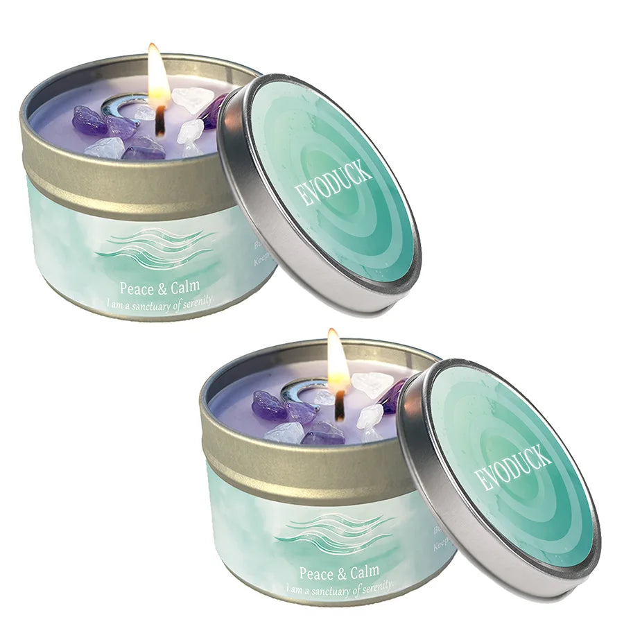 Scented Candles-3oz,Lavender&Chamomile Aroma with Healing Crystals, Great for Holiday Gifting Christmas/Halloween & Home Decor