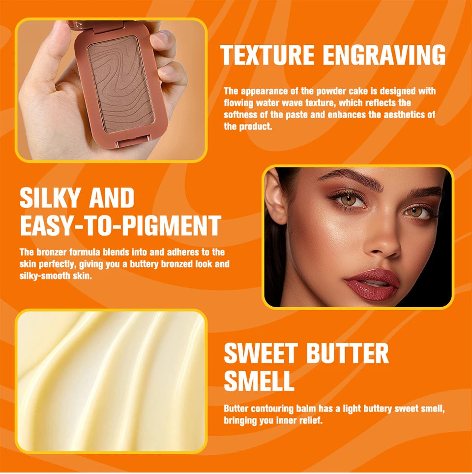 Bronzer Butter Bronzer for Dark Complexions Contour Palette with Matte Brown Shades for Nose Cheek and Profile Natural Nude Make
