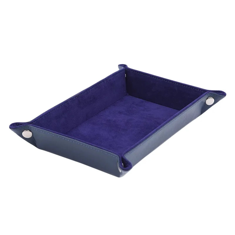 Earrings, Necklaces, Bracelets Jewelry Storage Tray Table Games Key Wallet Coin Trays Sundries Tray PU Leather Folding Dice Tray