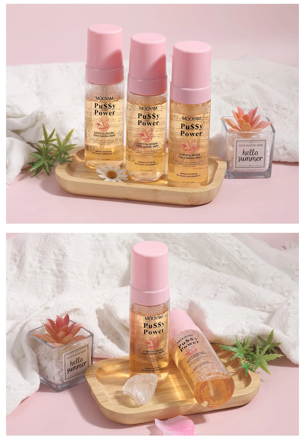 Crystal Infused Yoni And Vaginal Wash Private Clean Balanced Gently Moisturize Shower Gel, Feminine Prevent Dryness Healthy Care