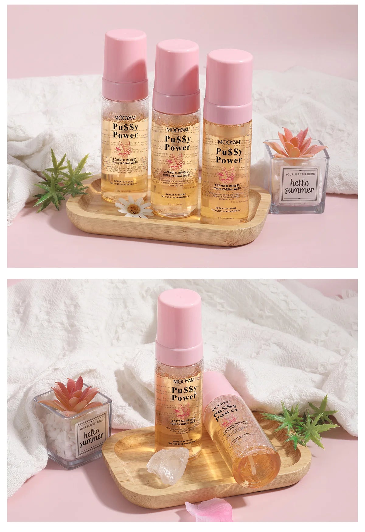 Crystal Infused Yoni And Vaginal Wash Private Clean Balanced Gently Moisturize Shower Gel, Feminine Prevent Dryness Healthy Care