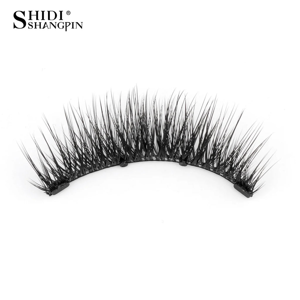 1 Pair Magnetic Lashes For Eye With Winged Ends Soft Reusable Magnetic Eyelashes Natural Look 3D False Lashes Makeup With Tool