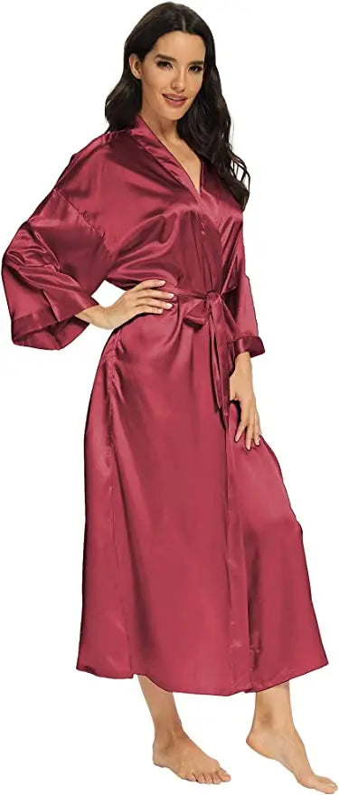 Bathrobe Women Extra Long Sleepwear Robes Silky Robe Charming Night Robe Lengthened Casual Sleepwear Robes Homewear Kimono Robe