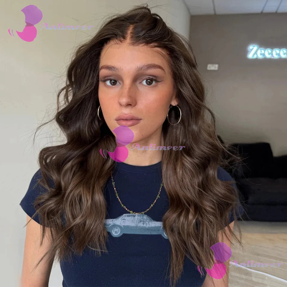 Glueless Full Lace Wigs Natural Wavy Dark Brown Human Hair HD Lace 13x6/360 Wigs With Natural Hairline 5x5 Silk Base Closure Wig