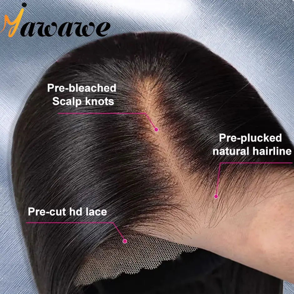 YAWAWE Glueless Wig Prebleached Knots Real Scalp Preplucked hairline Ready To Wear Go Wigs Precut Lace Water Wave Glueless Wigs