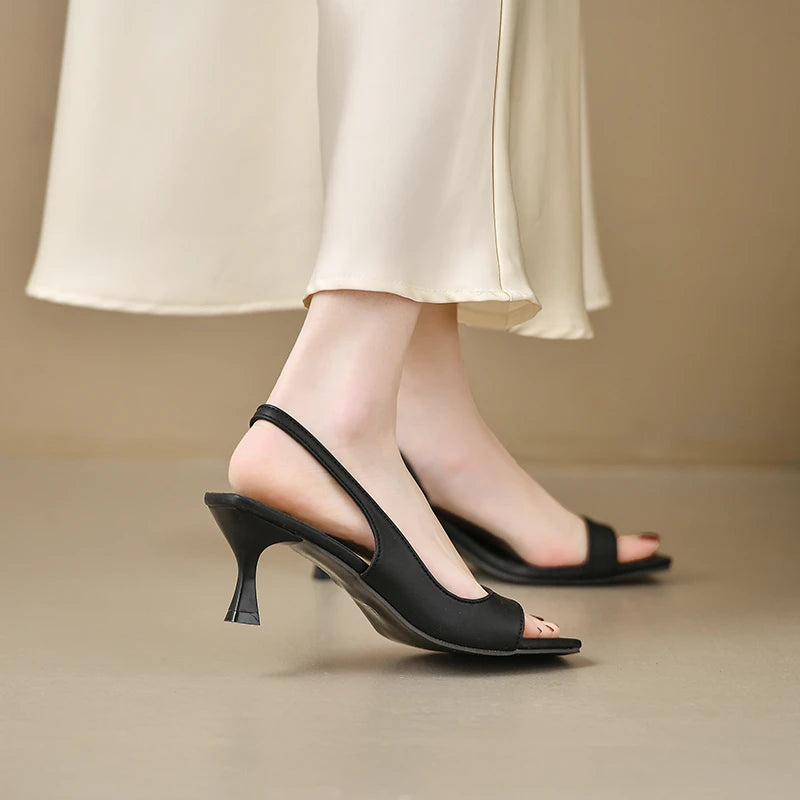 Women's Summer New Fashion Square Toe Simple Solid Color Sandals Outdoor Open Toe Casual Banquet Party Women's Sandals