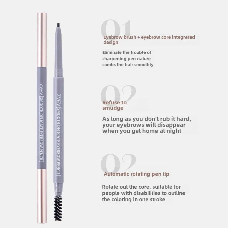 Double-headed eyebrow pencil, long-lasting and non-smudged fine-headed eyebrow pencil for students with exquisite eye makeup