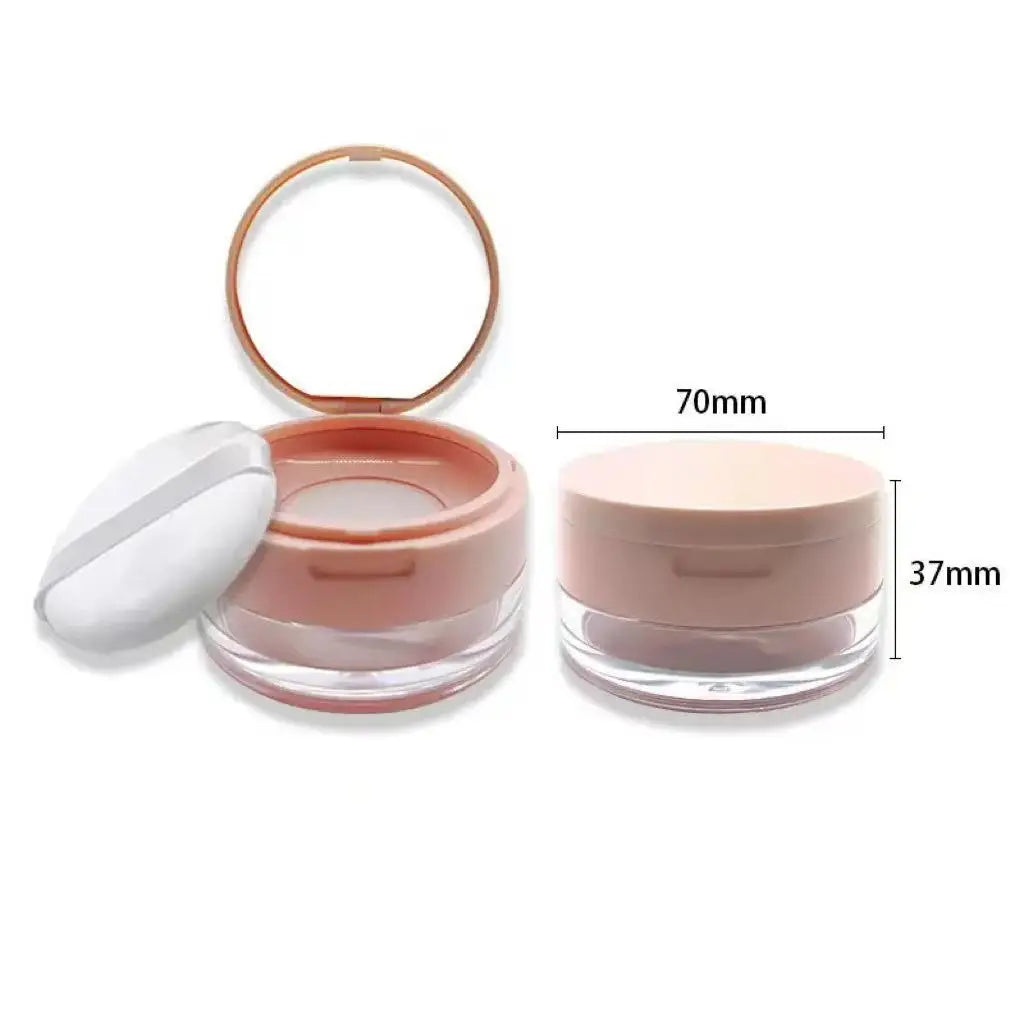 1 empty loose powder container with powder puff, plastic loose powder compact box, cosmetics, refillable powder puff box, loose