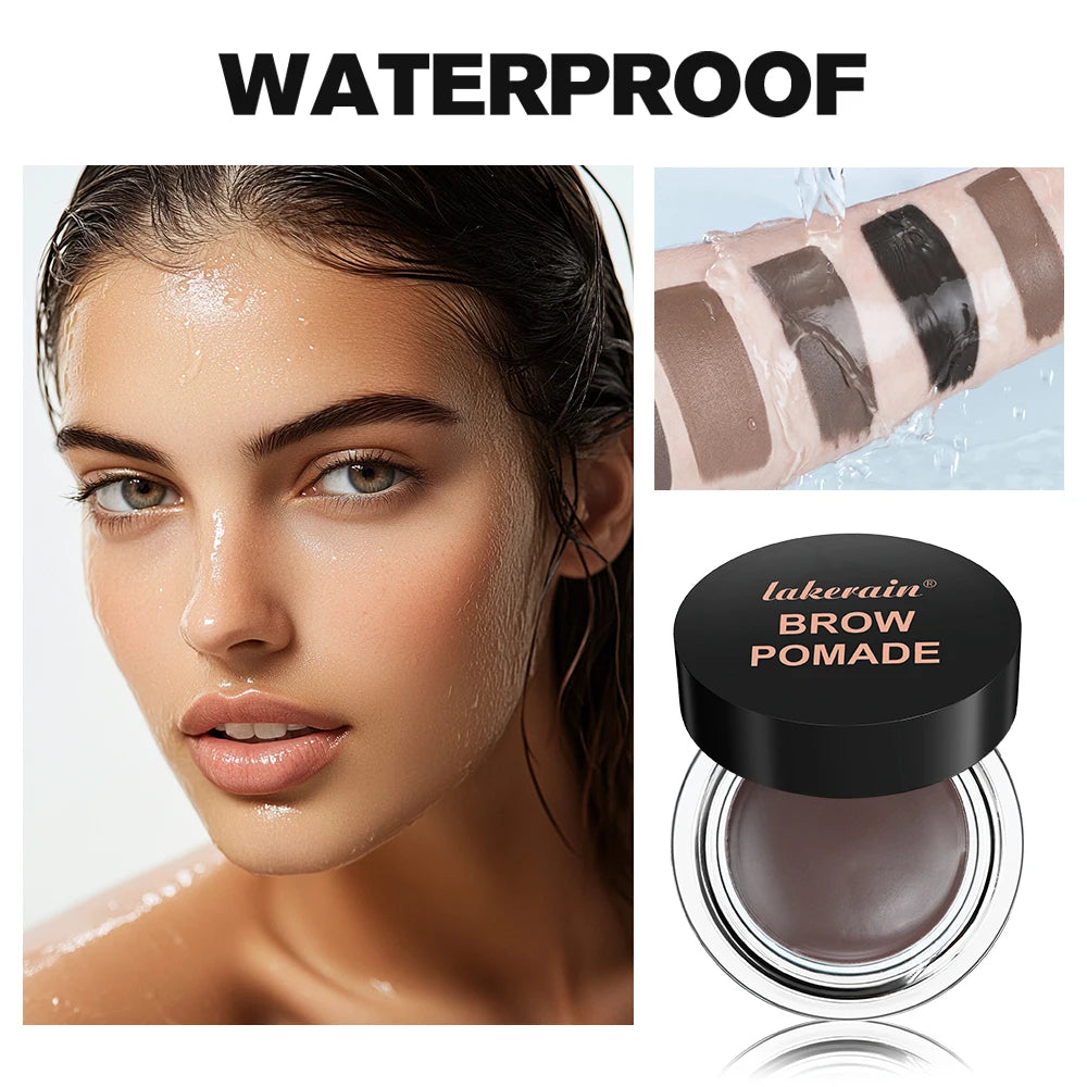 Lakerain Brow Pomade with Dual-Ended Brush Long-Lasting Waterproof Sweatproof Natural Smooth Eyebrow Brow Pencil Makeup
