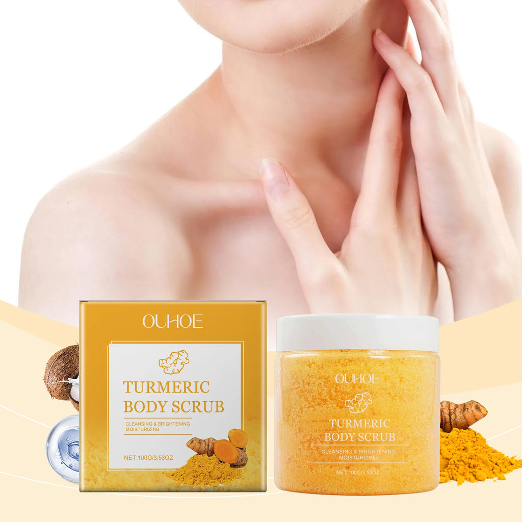 Turmeric Body Scrub Soften Cutin Smooth Skin Moisturizing Brightening Sea Salt Exfoliating Pore Cleaning Lighten Dark Spots Acne