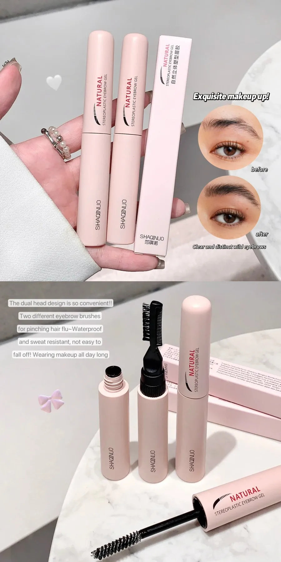 Natural 3D Brow Gel - Waterproof, Sweat-Resistant, and Film-Forming for Wild, Shaped Brows