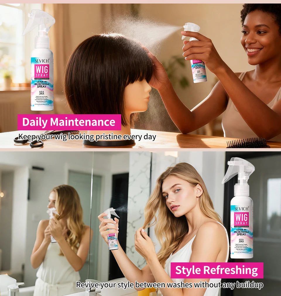 Leave-In Hair Conditioner Spray for Wig Collagen Keratin Hair Cream Smoothing Shiny Anti-Frizz Wig Detangler Spray Hair Care