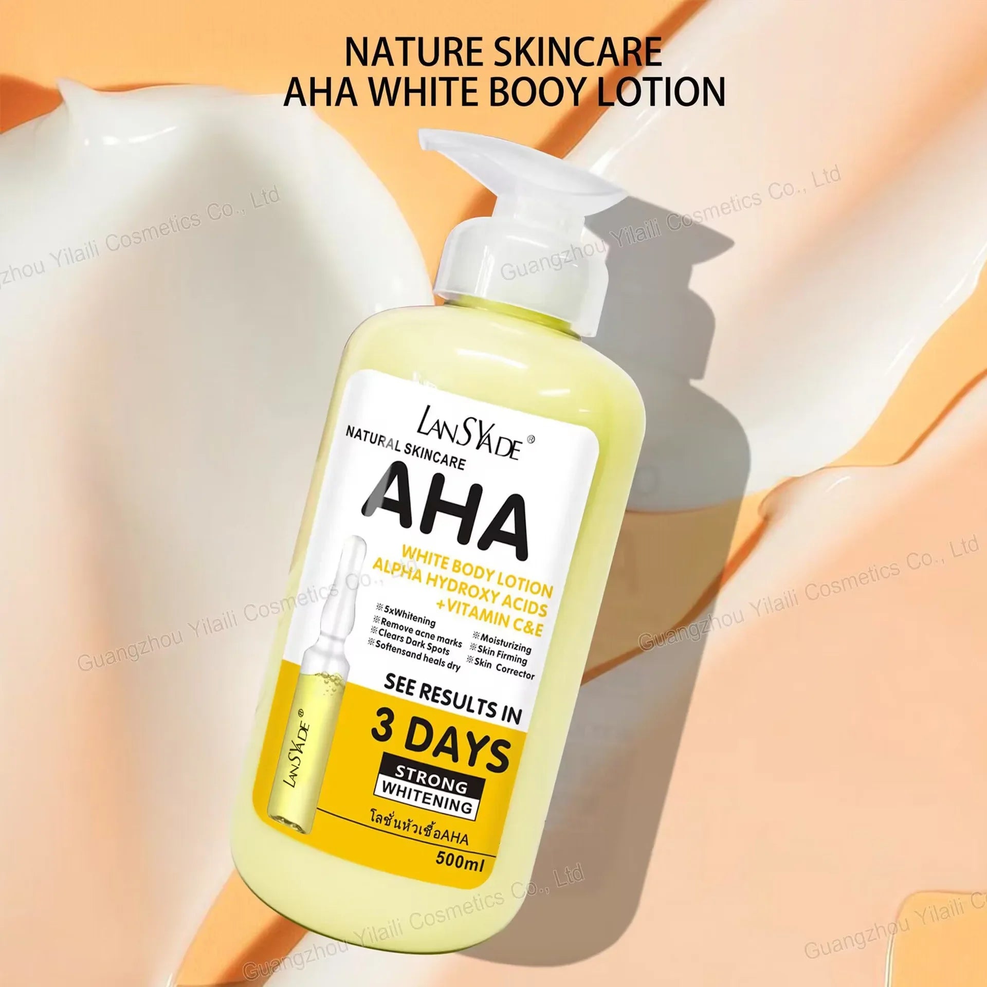 Body Lotion AHA Hydroxy Acid & VC Moisturizing Brightening Body Lotion Nourishing Moisturizing Skin Skin Care Products 500ml