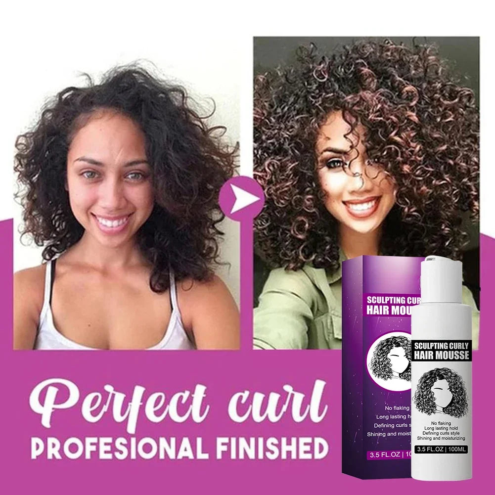 100ml Curly Hair Mousse Anti-Frizz Hair Boost Defining Cream Long Lasting Hold Hair Repair Moisturize Mousse for Women for Rizos