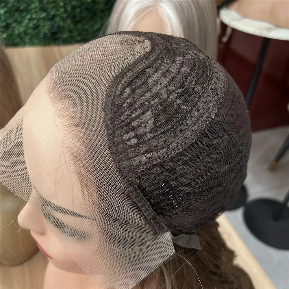 Glueless Lace Wig Wear and Go Synthetic Lace Front Wigs for Women Brown Highlights Body Wave Wig Middle Part Realistic Look