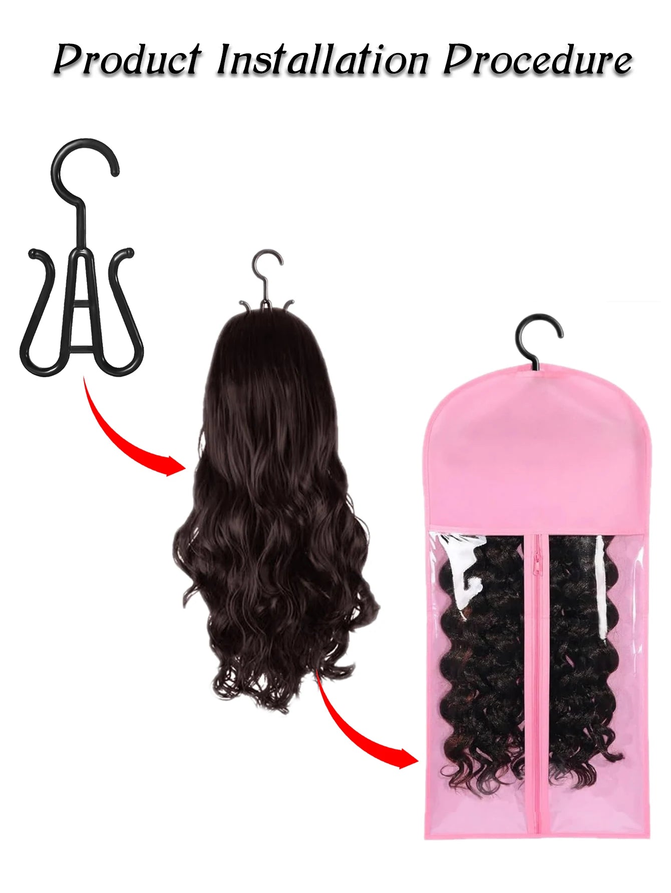 Wig Storage Bag For Long Hair Extension Storage Bag With Hanger For Wigs Hair Extensions Hairpiece Wig Bag With Black Wig Hanger