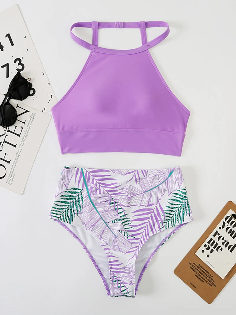 High Waist Bikini 2025 Swimsuit Woman High Neck Swimwear Female 2 Pieces Swimming for Women Bathing Suit Bikinis Sets Beach Wear