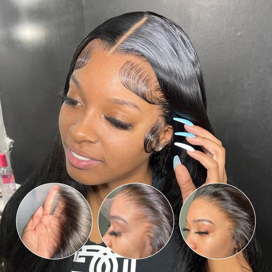 13x4 HD Lace Front Wigs Human Hair 180 Density Straight HD Lace Frontal Wigs Pre Plucked with Baby Hair Hairline