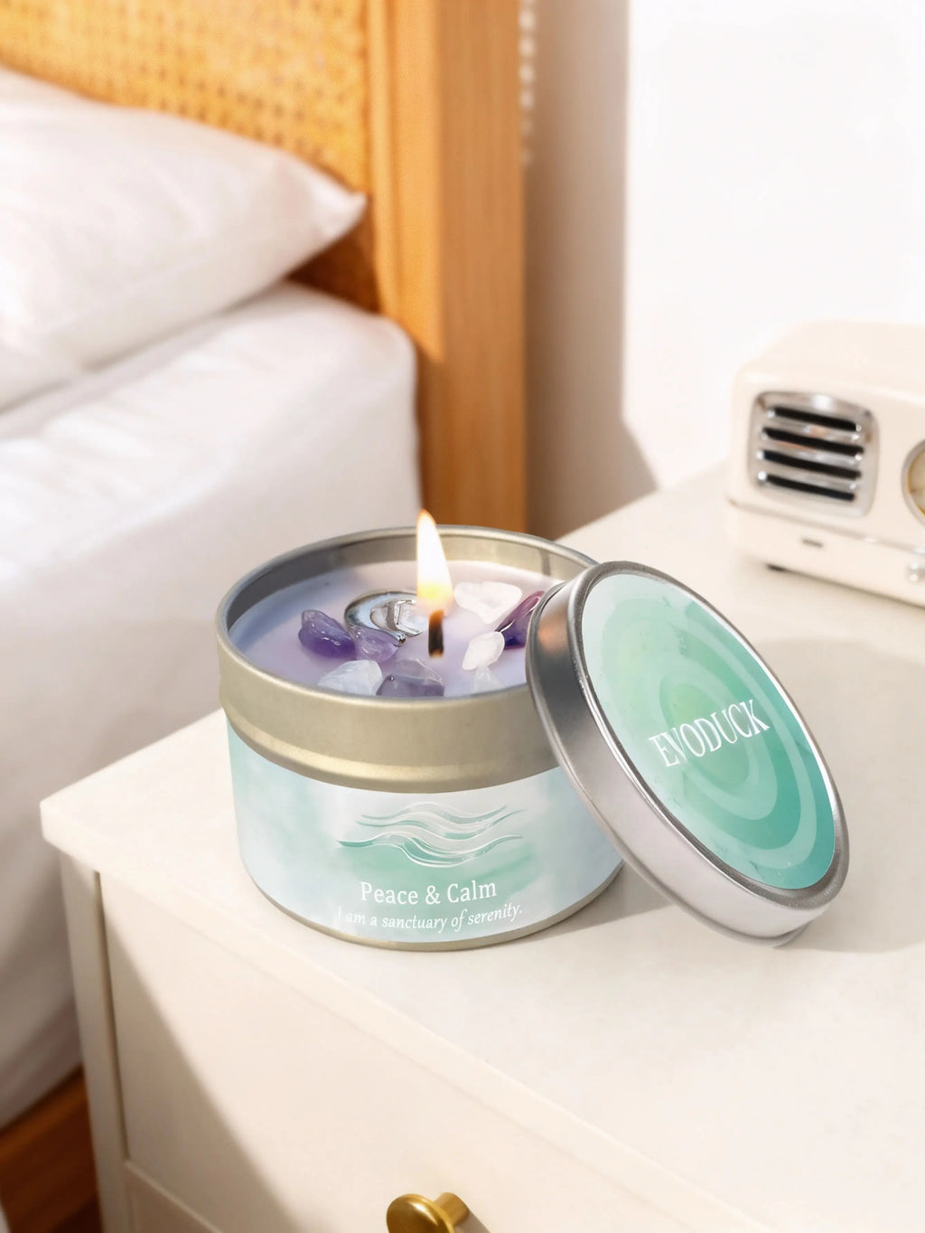 Scented Candles-3oz,Lavender&Chamomile Aroma with Healing Crystals, Great for Holiday Gifting Christmas/Halloween & Home Decor