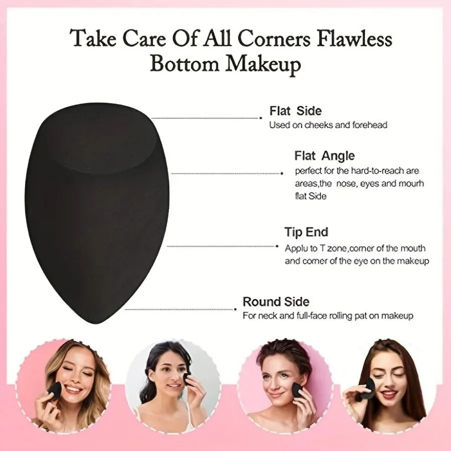 3 Pcs Black Beauty Sponge Set - Water-Activated Expanding Makeup Sponges, Ultra Soft Blending Eggs for Foundation, Concealer & P