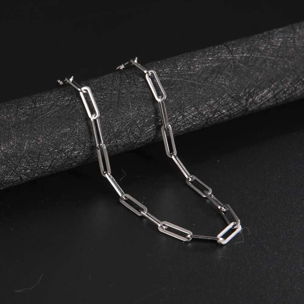 My Shape Paperclip Chain Stainless Steel Choker Necklaces for Men Women Link Oval Cable Chain Fashion Jewelry DIY Accessories