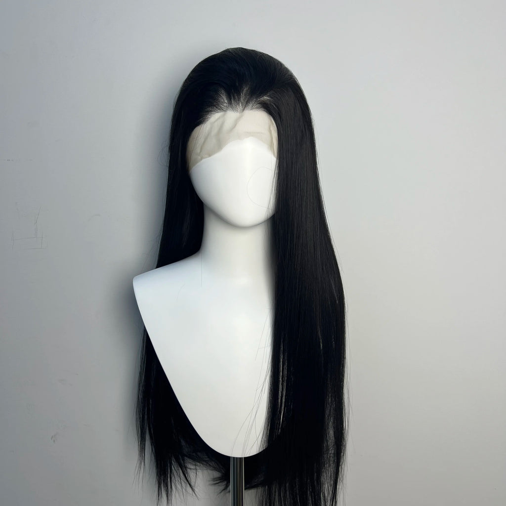360 Lace Black Wig for Women 26inch Long Straight Hair Wigs High Quality 1B Black Synthetic Lace Wigs For Cosplay Daily Use