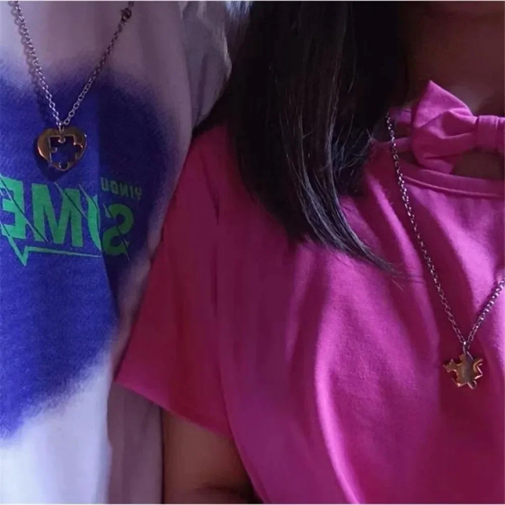 2pcs Couple Lock Key Heart Puzzle I Love You Pendant Couple Necklace Pendants Necklaces for Lovers Valentine's Day Jewelry Gifts
