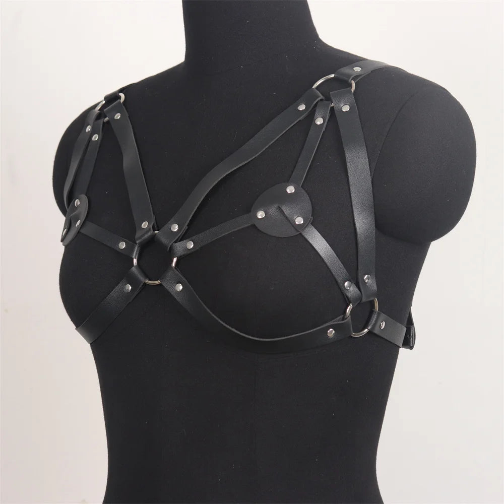 Sexy Lingerie Women Body Bondage Garter Belts Gothic Costumes Bdsm PU Leather Leg Harness Goth Erotic Fetish Rave Sword Garters