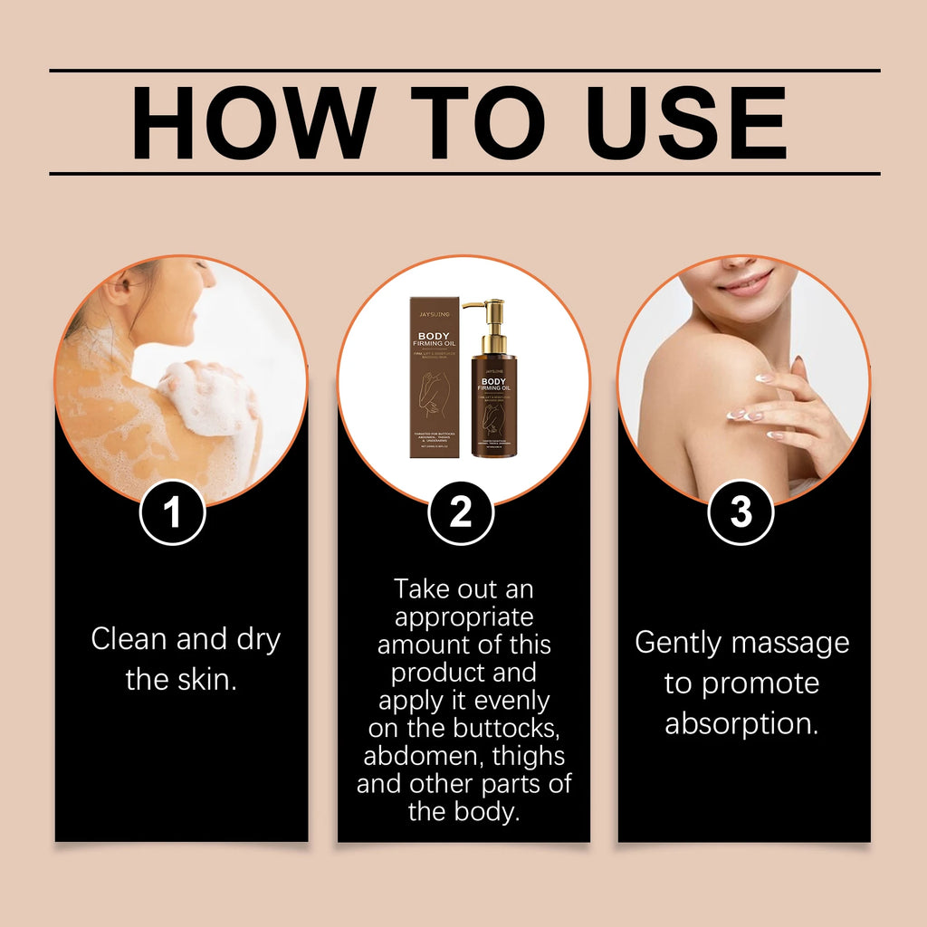 Moisturizing and firming body oil, improves dryness and roughness, easy to absorb during massage, makes skin smooth and radiant