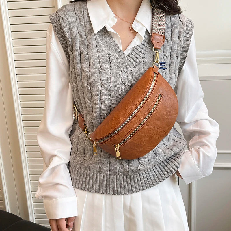 Fashion Simple Waist Bag Woman Chest Pack phone Purse Leather Fanny Pack Luxury Belt Bag 2026 New Ladies Shoulder Crossbody Bags