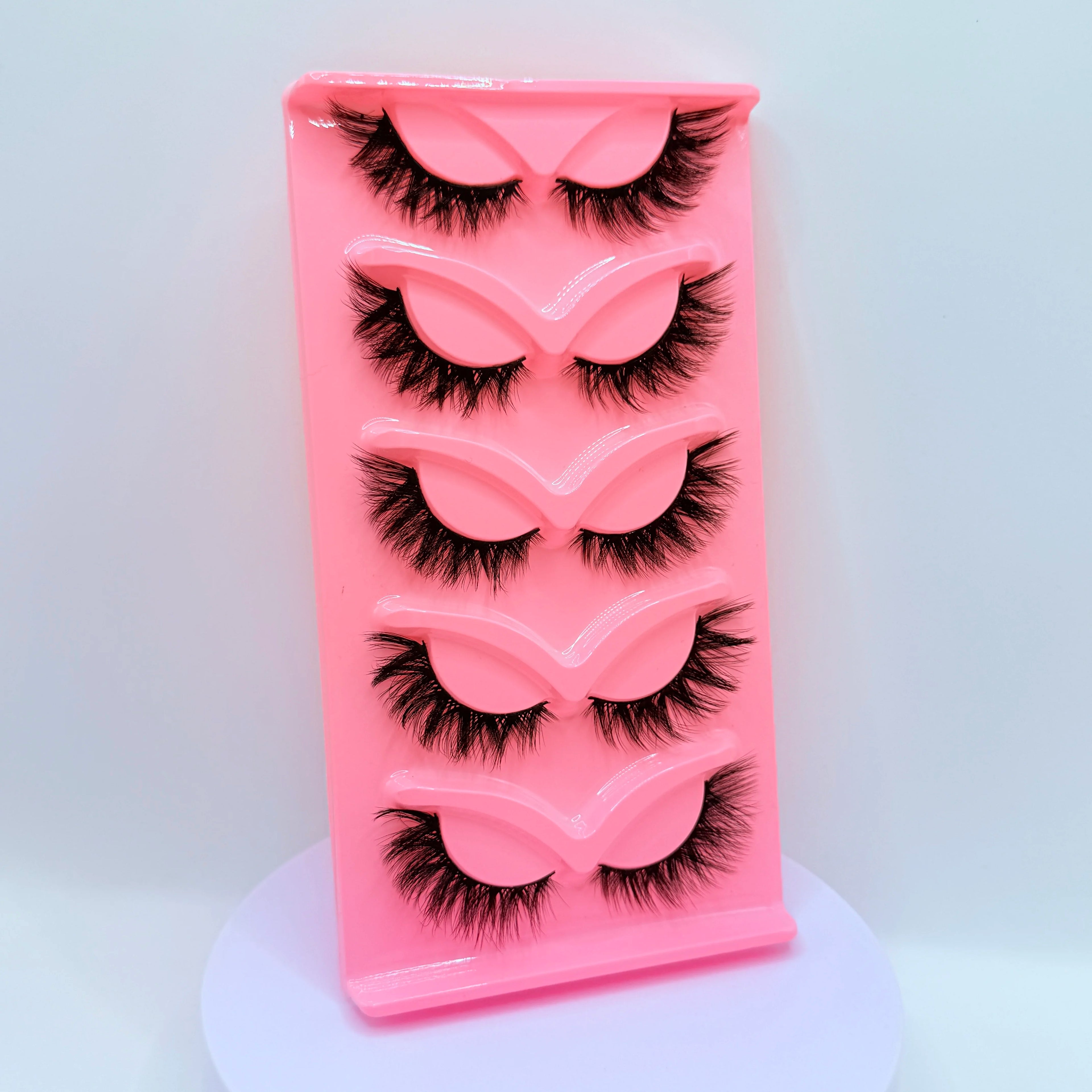 Hot Selling Makeup 5 Pairs Cat Eye Lashes Faux False Eyelashes Dramatic Volume Strip Lashes