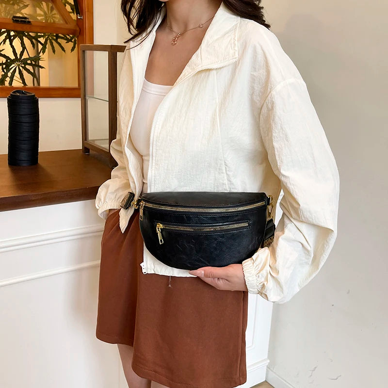 Fashion Simple Waist Bag Woman Chest Pack phone Purse Leather Fanny Pack Luxury Belt Bag 2026 New Ladies Shoulder Crossbody Bags