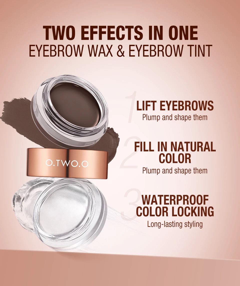 O.TWO.O Eyebrow Pomade 2-in-1 Brow Gel Wax Waterproof Long Lasting Creamy Texture Eye Brow Tint Enhancer Cosmetic Makeup