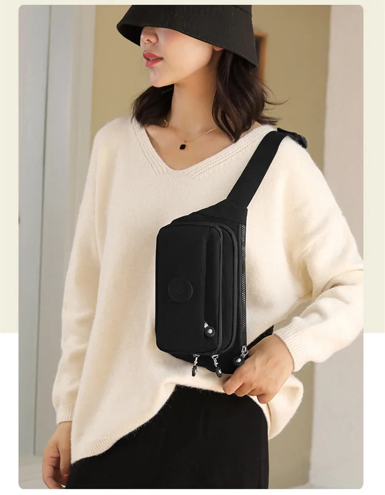 Waist Bags For Women 2024 New Nylon Leisure Solid Color Fanny Pack For Girls Crossbody Chest Bag Belt Waist Packs